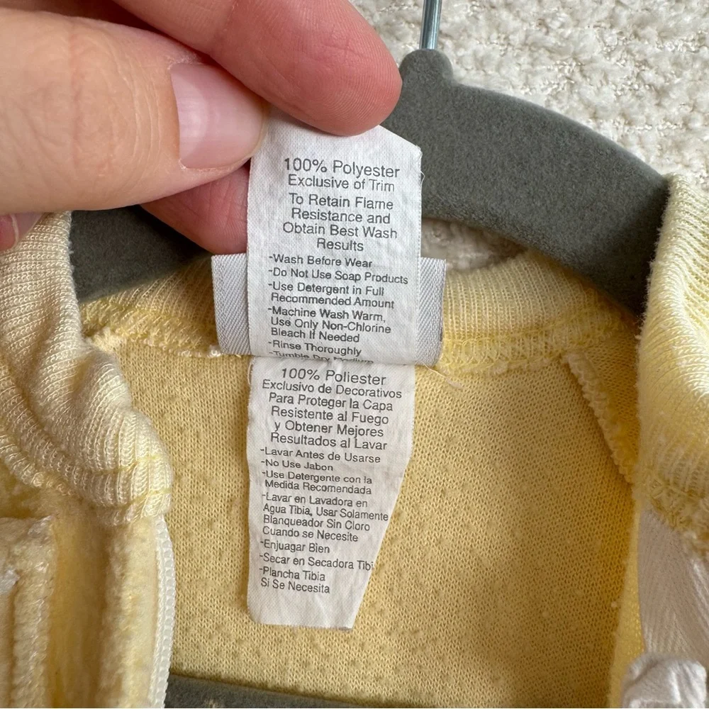 Vintage Carters Yellow Fleece‎ Embroidered Bear Soft Sleepsack Size 0-12 Months